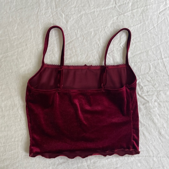 Burgundy Velvet Crop Tank - Picture 2 of 2